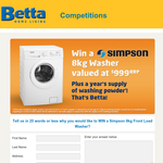 Win a Simpson Washer Valued at $999 with a Year's Supply of Washing Powder