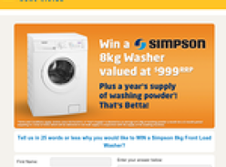 Win a Simpson Washer Valued at $999 with a Year's Supply of Washing Powder
