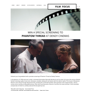 Win a special screening to Phantom Thread at Dendy Cinemas