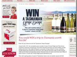 Win a Tasmanian 'Grape Escape' + 1 of 6 6-packs of Tasmanian wine!