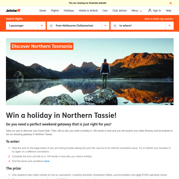 Win a Tassie Holiday for 2