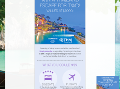 Win a Thailand escape for 2, valued at $7,000!