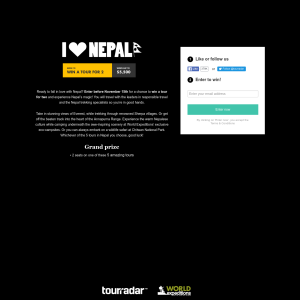 Win a tour for 2 of Nepal!