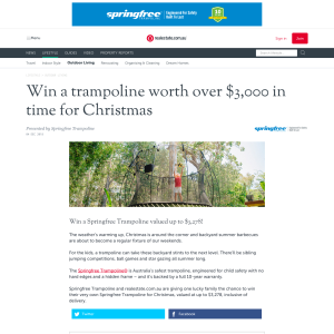 Win a trampoline worth over $3,000 in time for Christmas