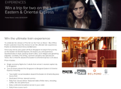 Win a trip for 2 on the Eastern & Oriental Express! (FOXTEL Subscribers ONLY)
