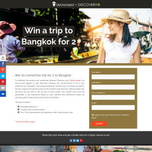 Win a trip for 2 to Bangkok!