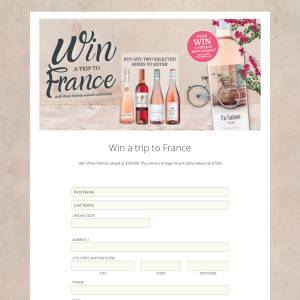Win a trip to France with 3 friends, valued at $30,000 + a vintage bicycle to be won daily! (Purchase Required)