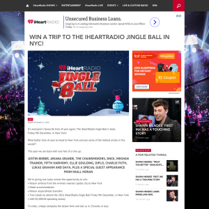 Win a trip to the iHeartRadio 'JingleBall' in NYC!
