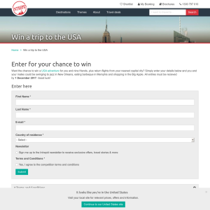 Win a trip to the USA