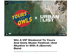 Win a VIP 'Yours And Owls' Music Festival Experience & Tandem Skydives for 2