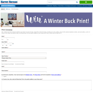 Win a 'Winter Buck' print, valued at $599 for your home!