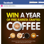 Win a year of FREE Barista crafted coffee!