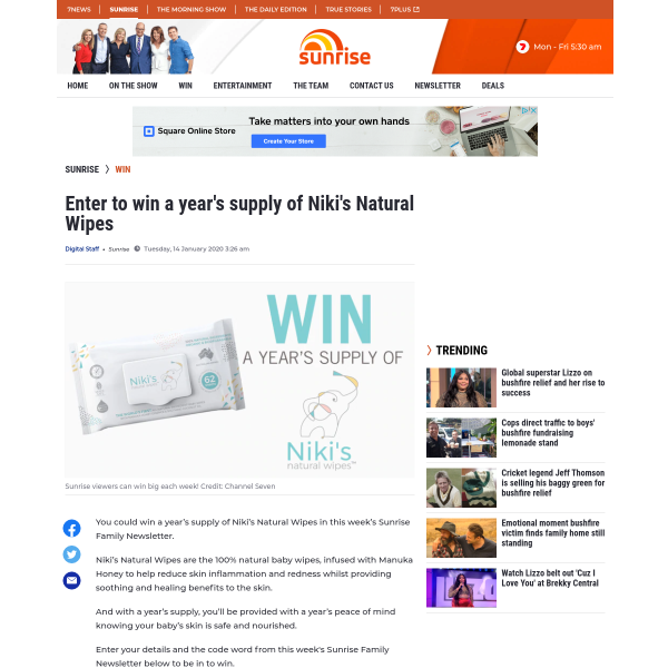 Win a years supply of Niki's Natural Wipe!