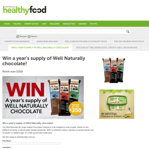 Win a year's supply of 'Well Naturally' chocolate!