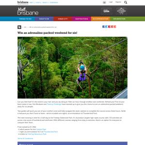 Win accommodation at Treetop Adventure Park