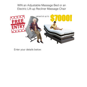 Win an Adjustable Massage Bed or an Electric Lift-up Recliner Massage Chair