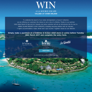 Win an all-inclusive trip for 2 to Iririki Island Resort & Spa Vanuatu! (Purchase Required)