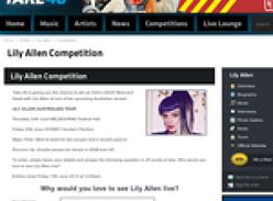 Win an exclusive meet and greet with Lily Allen at one of her upcoming Australian shows!