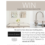 Win designer bathroom fittings worth $7500 from The English Tapware Company