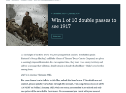 Win Double Movie Tix to 1917