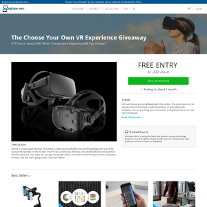 Win either the HTC Vive or Oculus Rift VR Headset!
