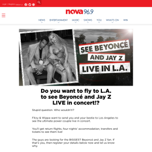 Win flight to L.A. to see Beyoncé and Jay Z LIVE in concert