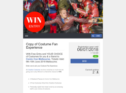 Win Free Entry and YOUR CHOICE of Costumes for 2 to Comic Con Melbourne 