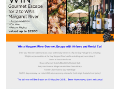 Win Gourmet Escape for 2 to WA's Margaret River