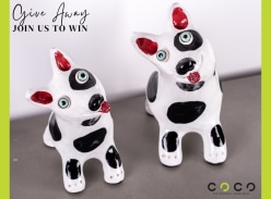 Win Handmade Small Black and White Ceramic Dogs