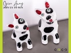 Win Handmade Small Black and White Ceramic Dogs