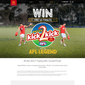 Win Mcdonalds Ultimate Kick2kick prize packs