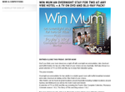 Win mum an overnight stay at any Vibe hotel + a TV on DVD & Blu-Ray pack!