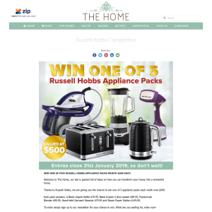 Win one of 5 Russell Hobbs Appliance Packs