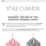 Win one of two Chestnut Pendant Lights