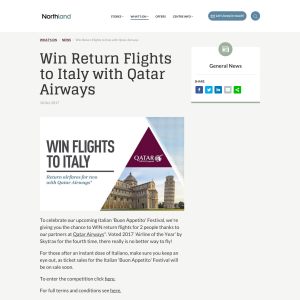 Win Return Airfares for Two to Italy