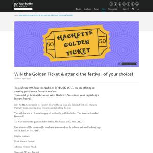 Win the 'Golden Ticket' & attend the festival of your choice!