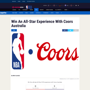 Win the ultimate All-Star 2018 experience with Coors Australia