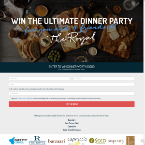 Win the ultimate dinner party for you & 9 friends at 'The Royal'!