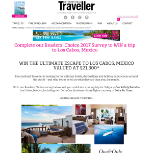Win the ultimate getaway to Los Cabos, Mexico!