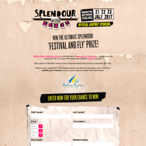 Win the ultimate Splendour 'Festival & Fly' prize!