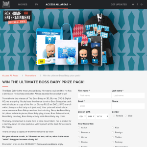 Win the ultimate The Boss Baby prize pack