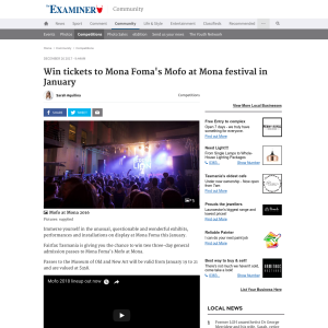 Win tickets to Mona Foma's Mofo at Mona festival in January