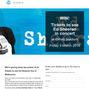 Win Tickets to see Ed Sheeran in concert