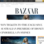 Win tickets to the exclusive Australian premiere of Disney's 'Cinderella' in Sydney!