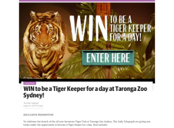 Win to be a Tiger Keeper for a day at Taronga Zoo Sydney