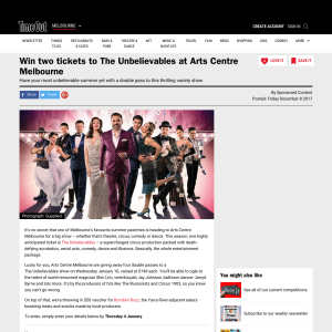 Win two tickets to The Unbelievables at Arts Centre Melbourne