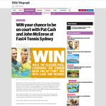 Win your chance to be on court with Pat Cash and John McEnroe at Fast4 Tennis Sydney
