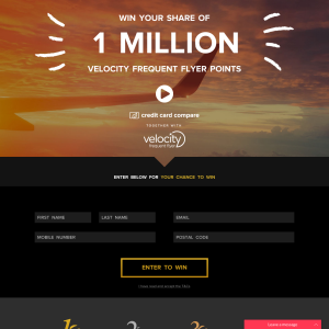 Win your share of 1 million Velocity Frequent Flyer points!
