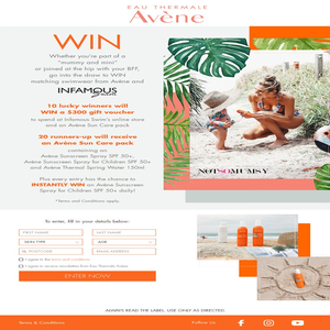 Win a $300 gift voucher or an Avène Sun Care pack