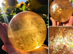 Win a beautiful large Golden Iceland Spar sphere filled with prisms of rainbow light and luminosity